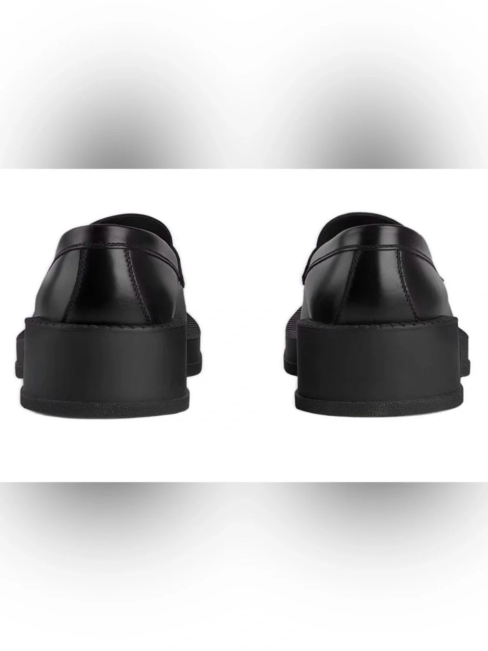 Gucci Black Leather Horsebit Lug Sole Loafers